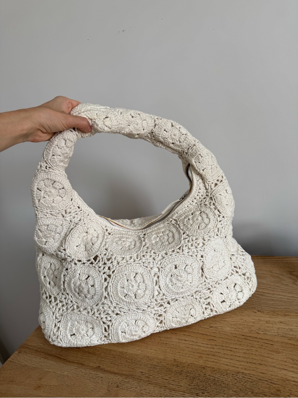 Mango Cream Crochet Hobo Bag